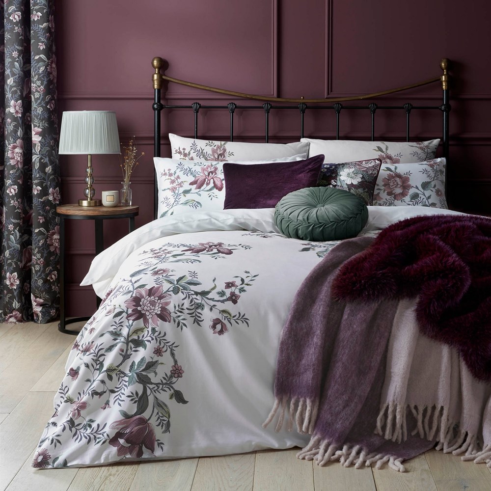 Editas Garden Bedding Set by Laura Ashley in Blackberry Purple